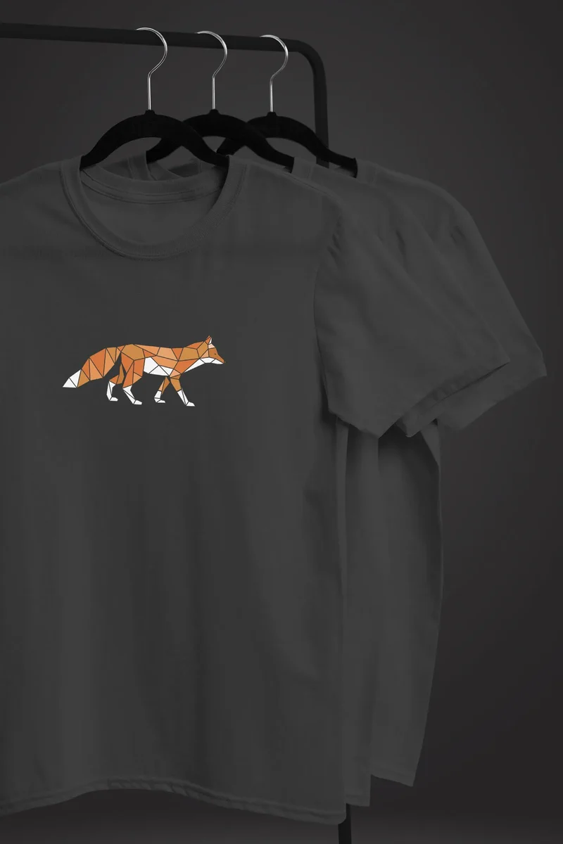 Herren T-Shirt Aufdruck Fuchs Polygon Kunstdruck Geometrie Outdoor Logo Tier Motiv Fashion Streetstyle