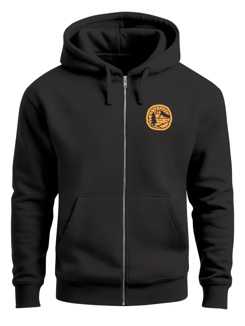 Zip Hoodie Herren Print Outdoor Logo Bäume Wald Sweatjacke mit Kapuze Zipjacke Männer Fashion Streetstyle