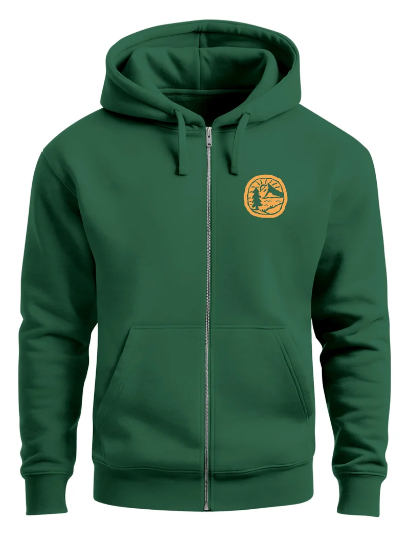Zip Hoodie Herren Print Outdoor Logo Bäume Wald Sweatjacke mit Kapuze Zipjacke Männer Fashion Streetstyle