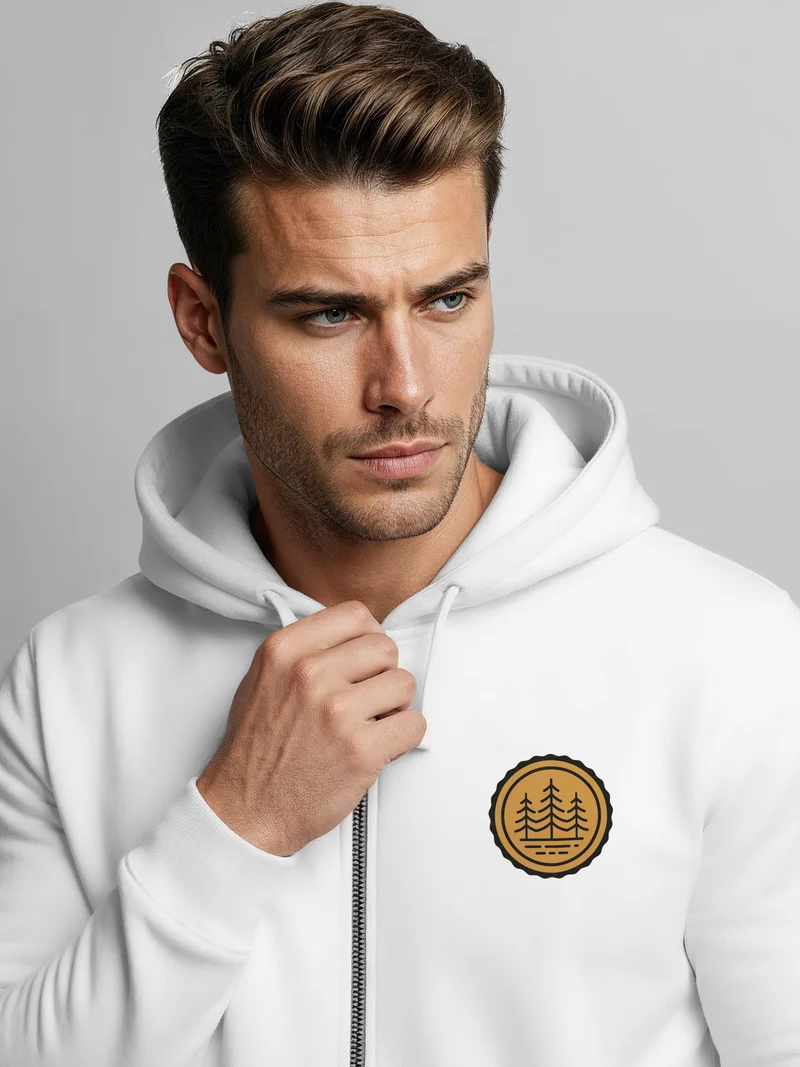 Zip Hoodie Herren Outdoor Motiv Bäume Sweatjacke mit Kapuze Logoprint Fashion Streetstyle