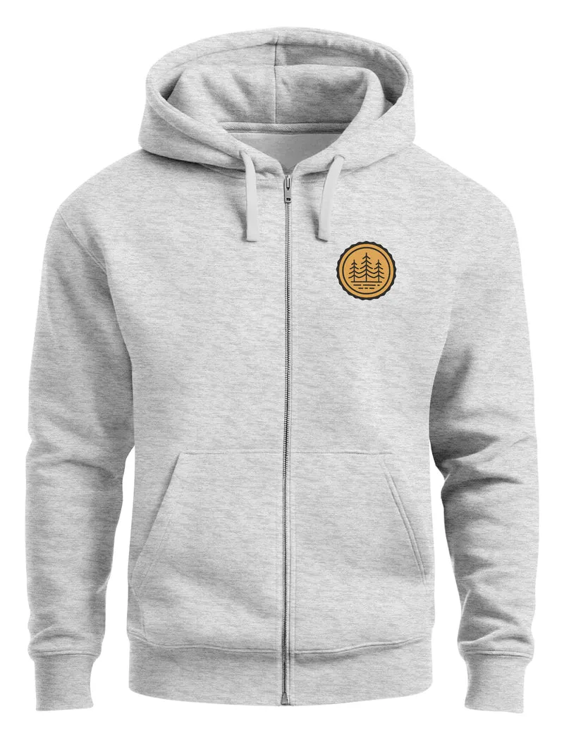Zip Hoodie Herren Outdoor Motiv Bäume Sweatjacke mit Kapuze Logoprint Fashion Streetstyle