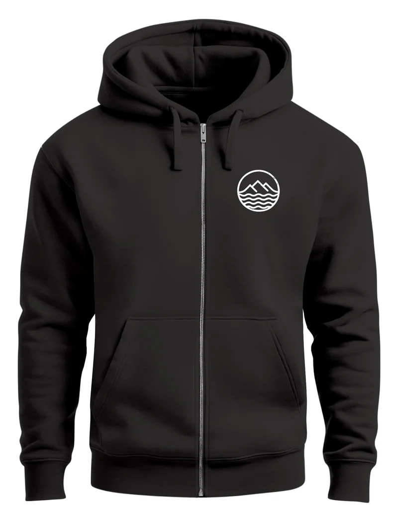 Herren Sweatjacke mit Kapuze Wandern Berge Logo Motiv Zip Hoodie Männer Outdoor Fashion
