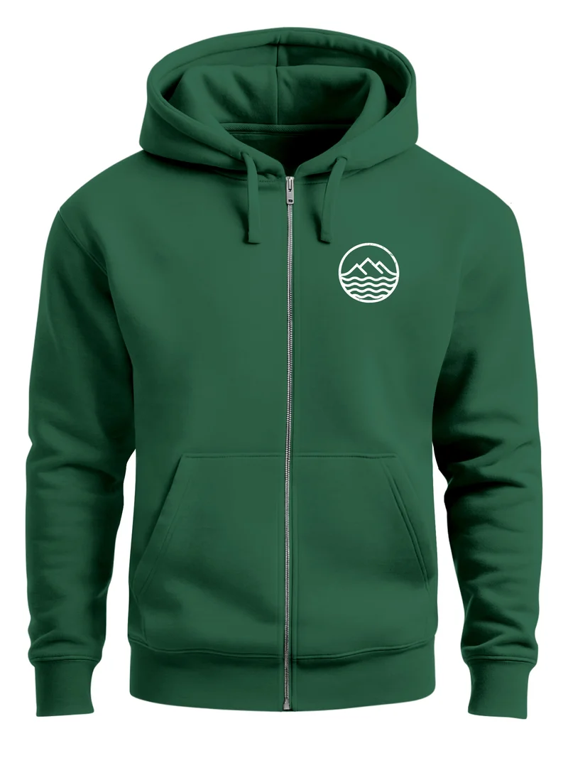 Herren Sweatjacke mit Kapuze Wandern Berge Logo Motiv Zip Hoodie Männer Outdoor Fashion