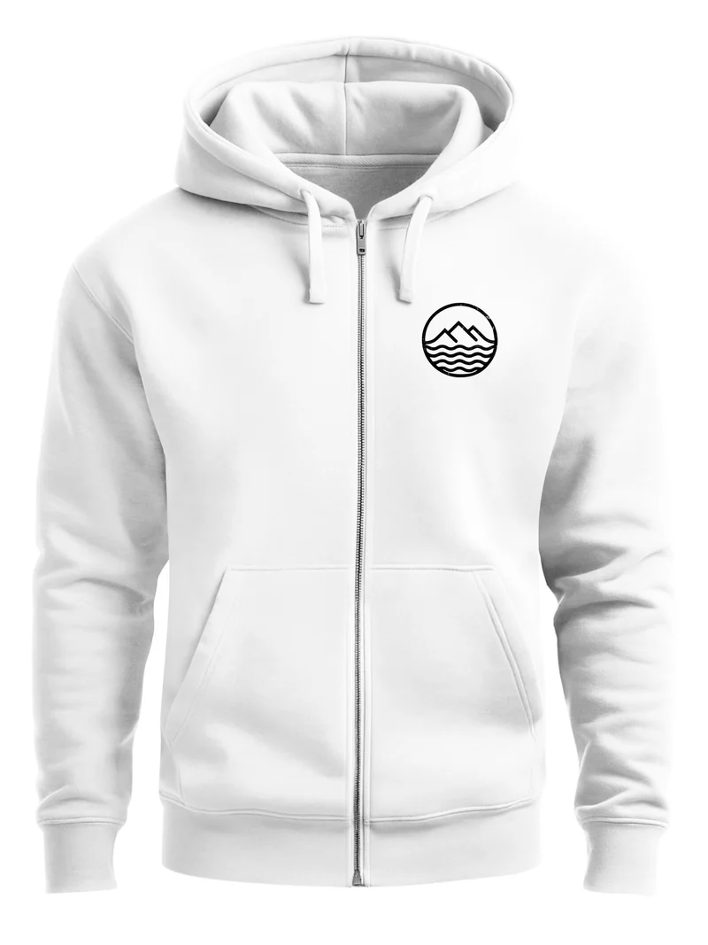Herren Sweatjacke mit Kapuze Wandern Berge Logo Motiv Zip Hoodie Männer Outdoor Fashion