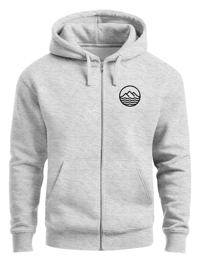 Herren Sweatjacke mit Kapuze Wandern Berge Logo Motiv Zip Hoodie Männer Outdoor Fashion