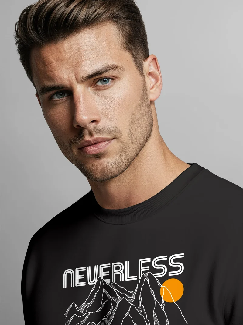 Sweatshirt Herren Mountain Berge Frontprint Pullover mit Print Mission Unknown Schriftzug Fashion Streetwear