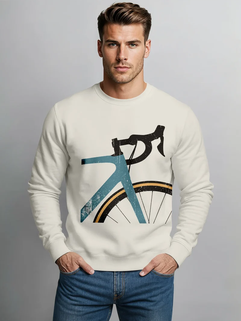 Sweatshirt Herren Frontprint Pullover mit Print Bike Geschenk Fahrrad Rennrad Liebhaber Fashion Streetwear