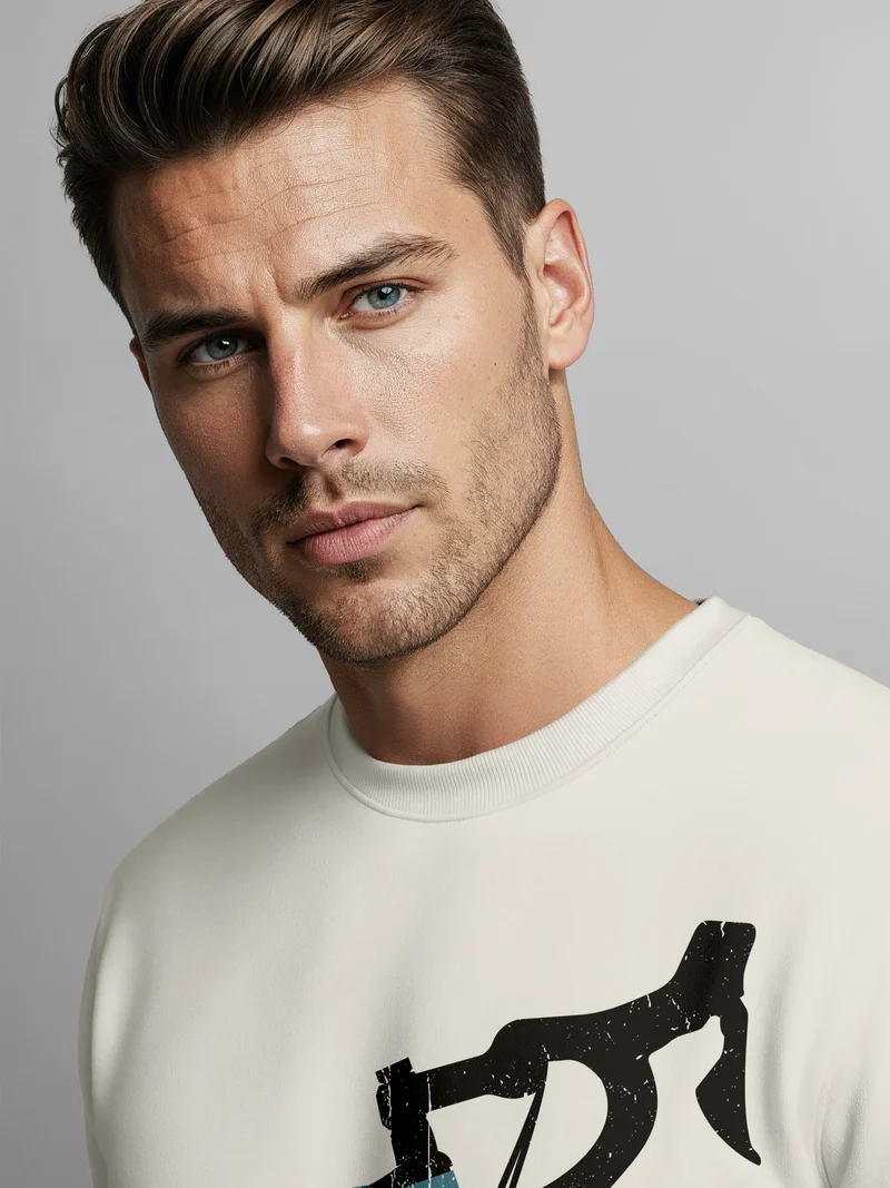 Sweatshirt Herren Frontprint Pullover mit Print Bike Geschenk Fahrrad Rennrad Liebhaber Fashion Streetwear