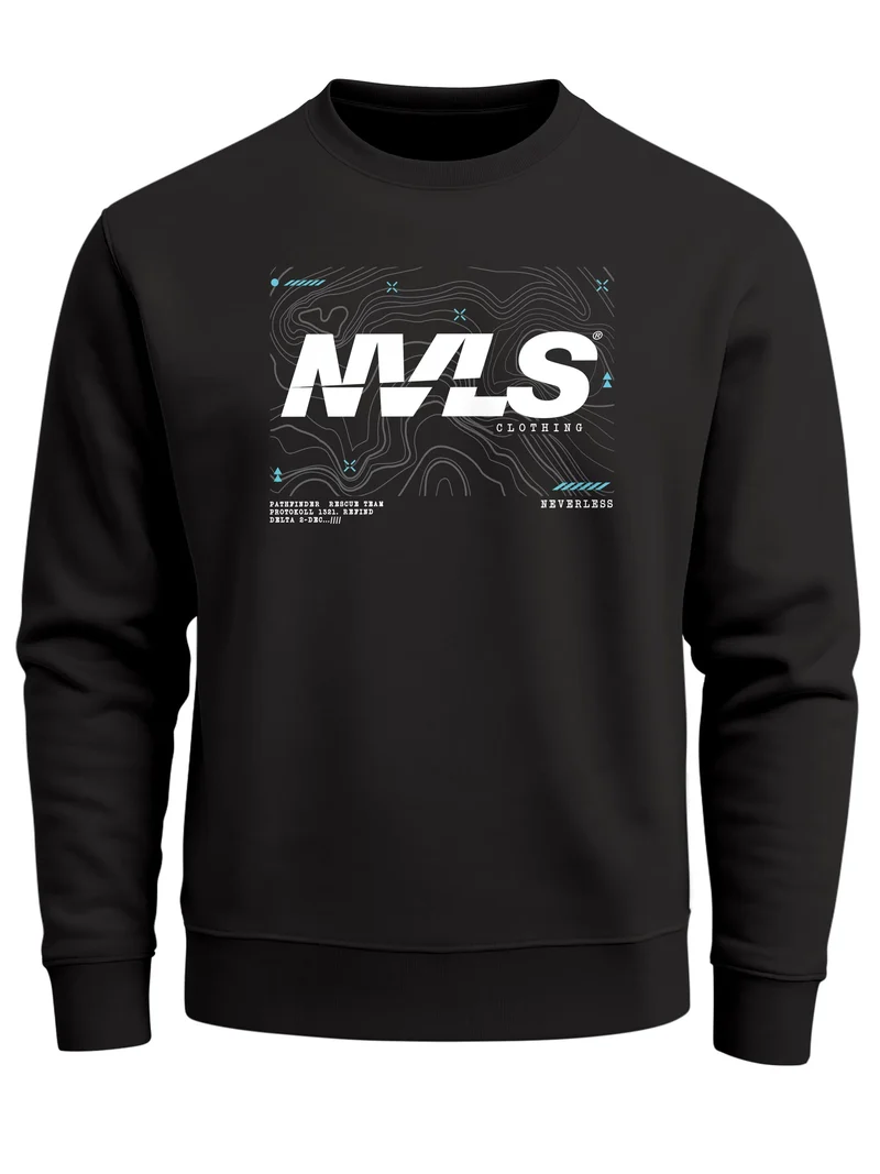 Sweatshirt Herren Frontprint Pullover mit Print Aufdruck Logo Linien Techwear Fashion Streetwear