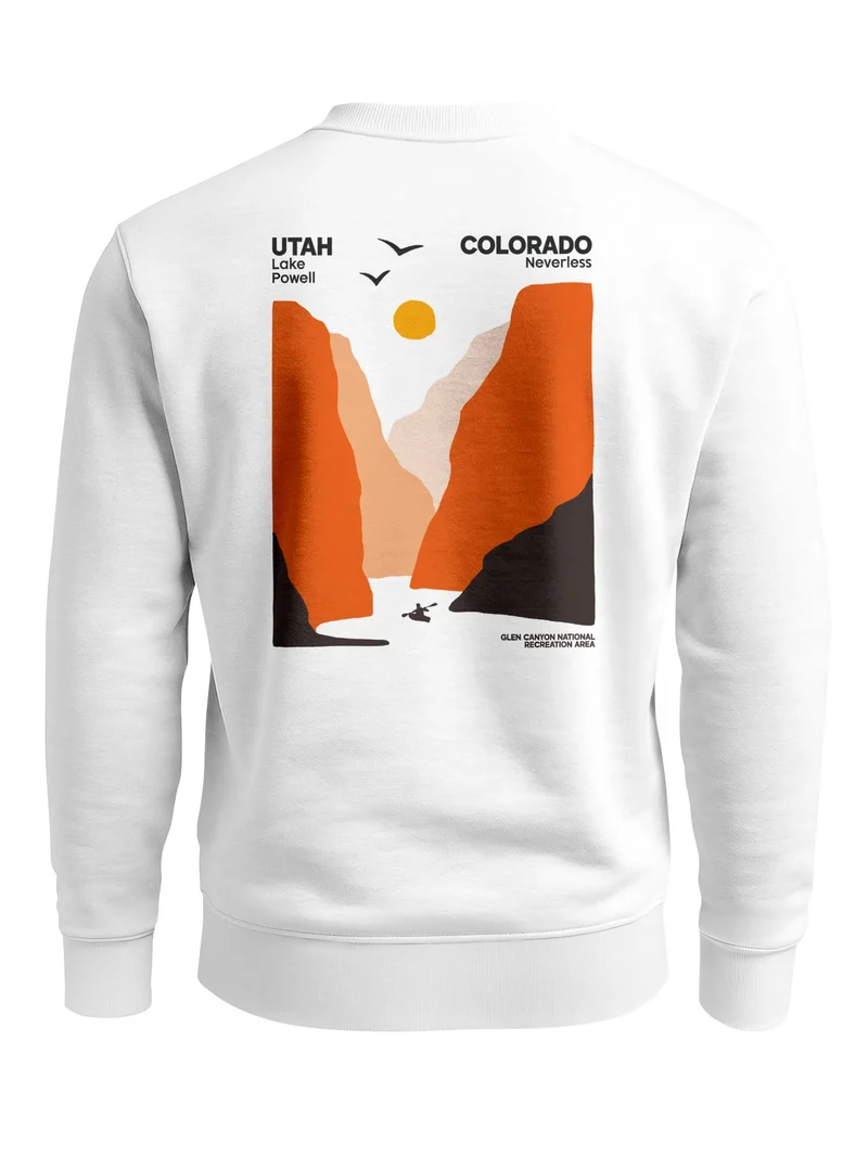 Sweatshirt Herren Pullover mit Backprint mit Canyon-Motiv Lake Powell Graphic Print Fashion Outdoor Streetwear