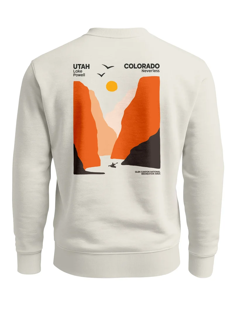 Sweatshirt Herren Pullover mit Backprint mit Canyon-Motiv Lake Powell Graphic Print Fashion Outdoor Streetwear