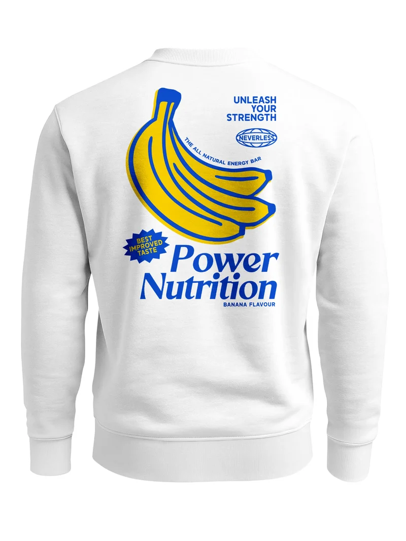 Sweatshirt Herren Pullover mit Backprint Power Nutrition Design Print Pullover mit Banana Graphic Vintage Sports Look