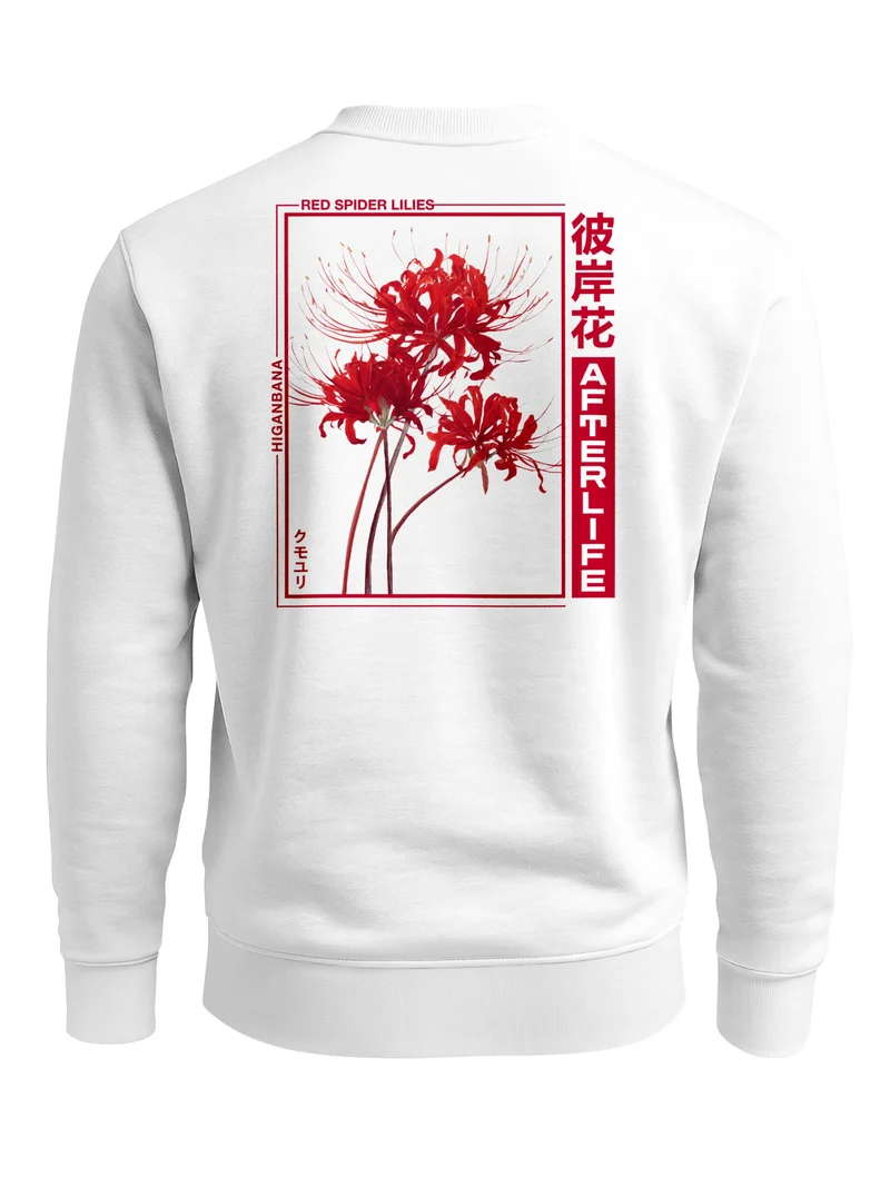 Sweatshirt Herren Pullover mit Backprint Japan Motiv Red Spider Lilies Afterlife Design von Asia Style Streetwear