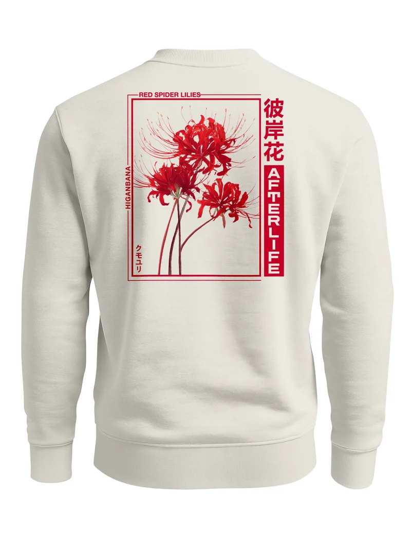 Sweatshirt Herren Pullover mit Backprint Japan Motiv Red Spider Lilies Afterlife Design von Asia Style Streetwear
