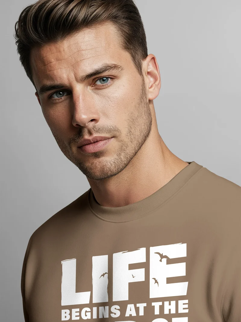 Sweatshirt Herren ohne Kapuze Spruch End of your comfort Zone Pullover Graphic Fashion Streetwear