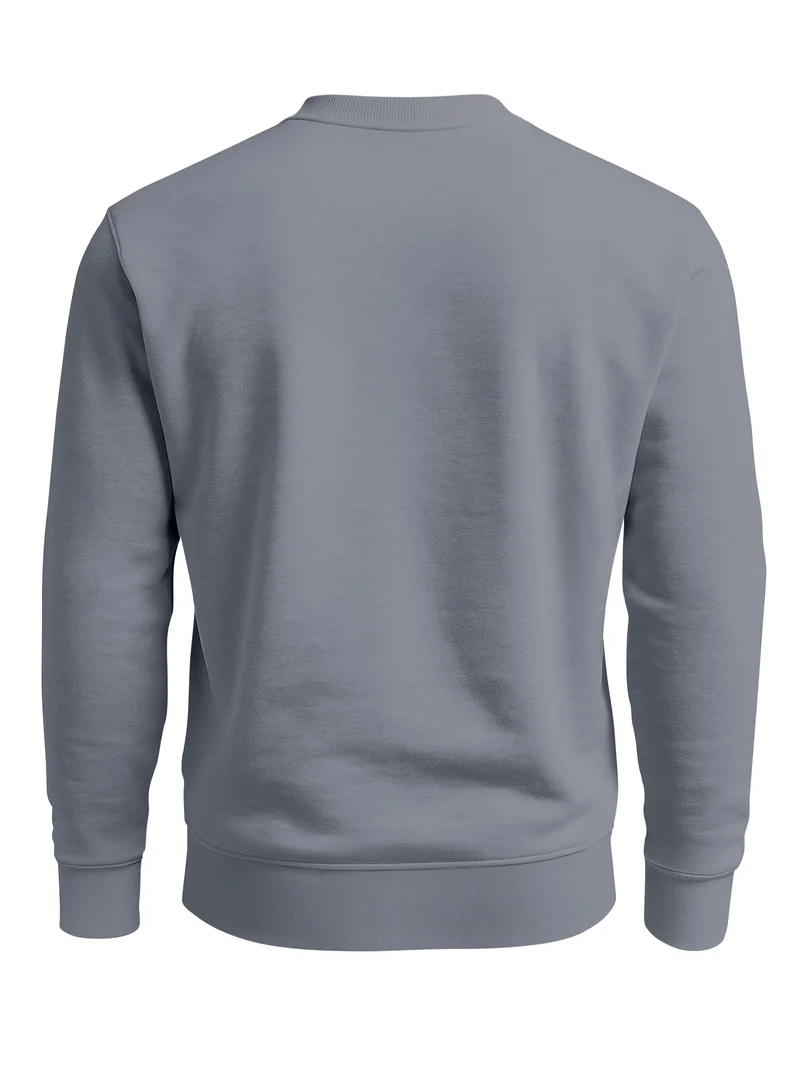 Sweatshirt Herren ohne Kapuze Frontprint mit Berg und Sonne – Outdoor Streetwear Männer Fashion