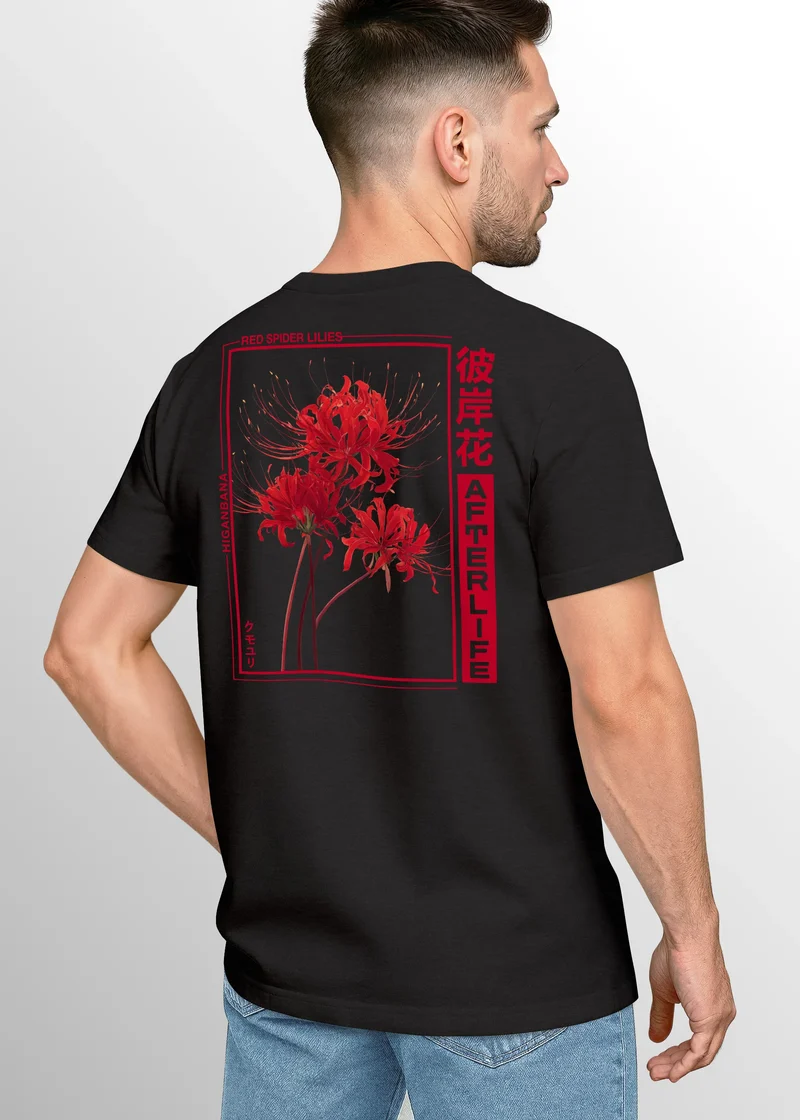 Backprint TShirt Herren Japan Schriftzeichen Asien Urban Fashion Streetstyle Freizeitshirt Männer