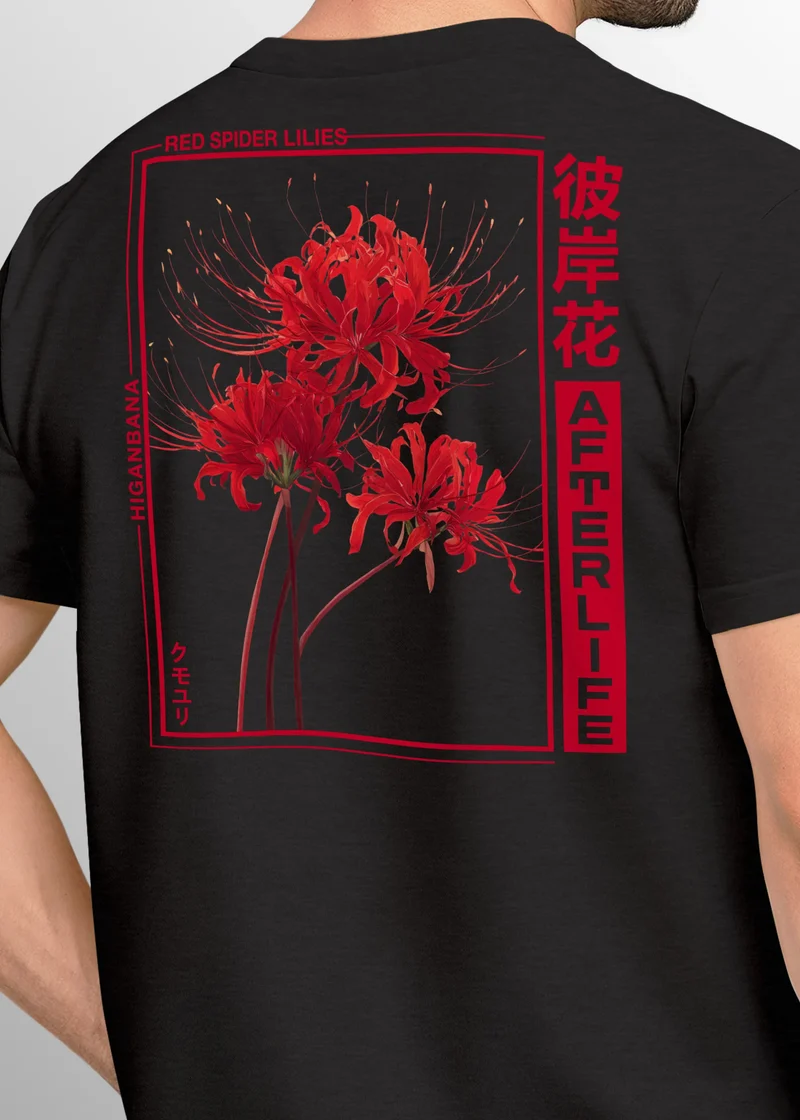 Backprint TShirt Herren Japan Schriftzeichen Asien Urban Fashion Streetstyle Freizeitshirt Männer