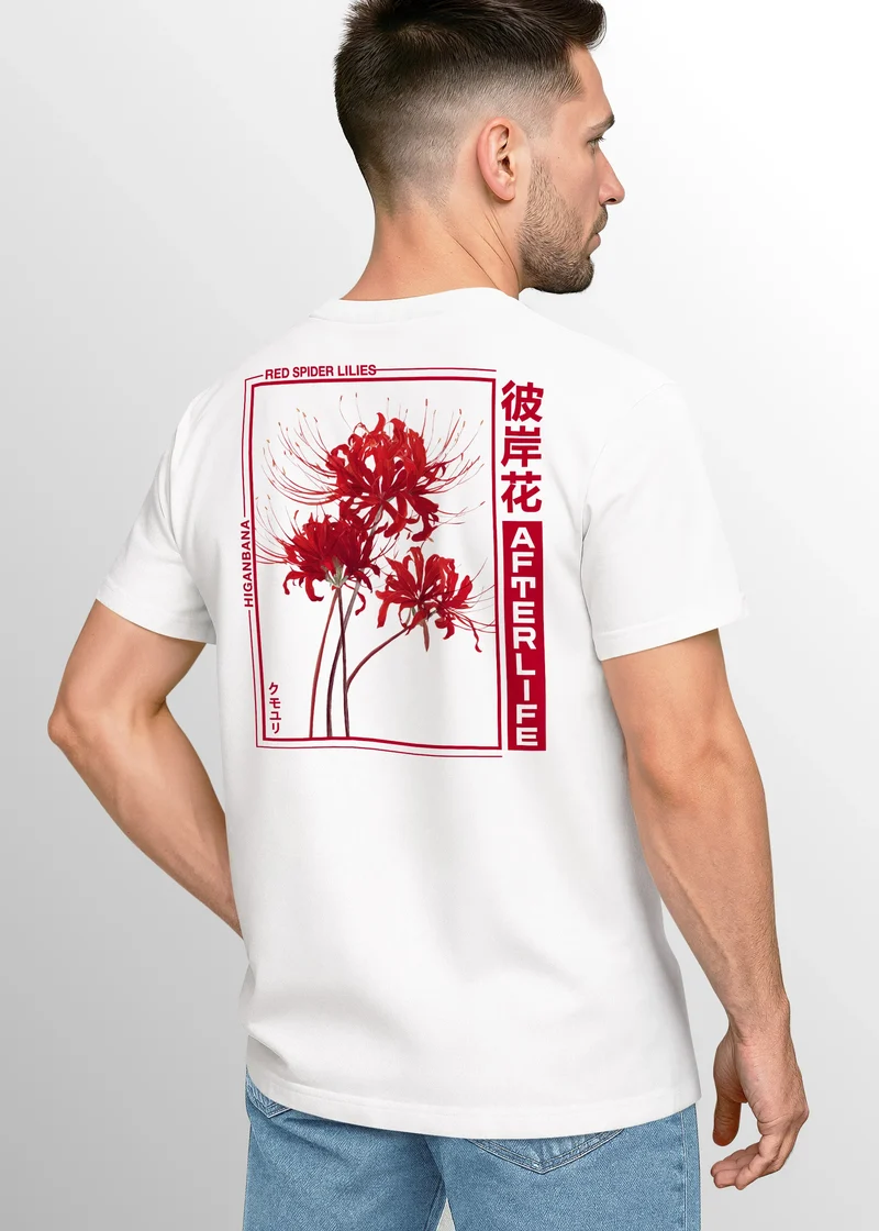 Backprint TShirt Herren Japan Schriftzeichen Asien Urban Fashion Streetstyle Freizeitshirt Männer