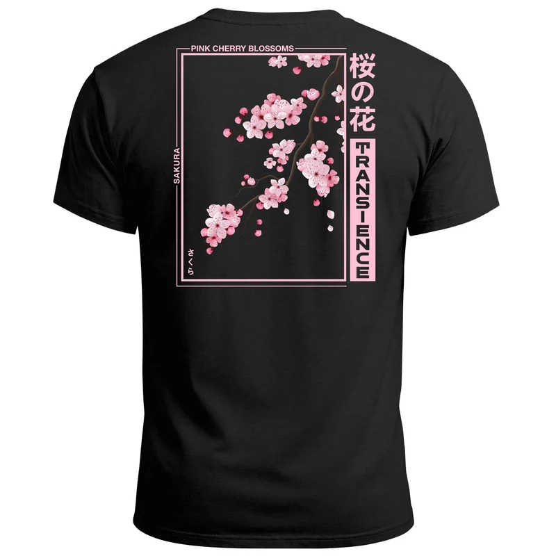 Backprint TShirt Herren Japan Asien Kirschblüte Sakura Schriftzeichen Streetstyle Männer Fashion