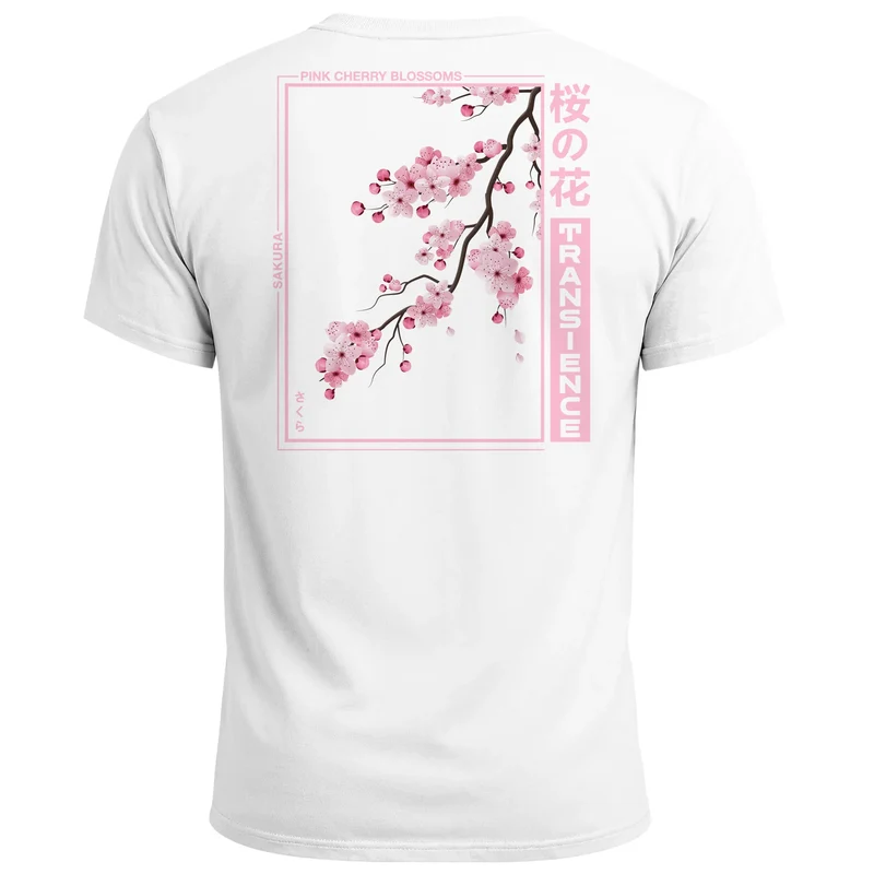Backprint TShirt Herren Japan Asien Kirschblüte Sakura Schriftzeichen Streetstyle Männer Fashion