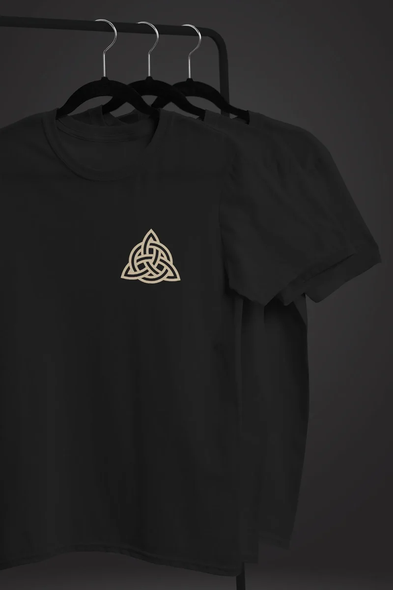 Herren T-Shirt Aufdruck Logo Wikinger nordische Mythologie Valknut Wotansknoten Valhalla