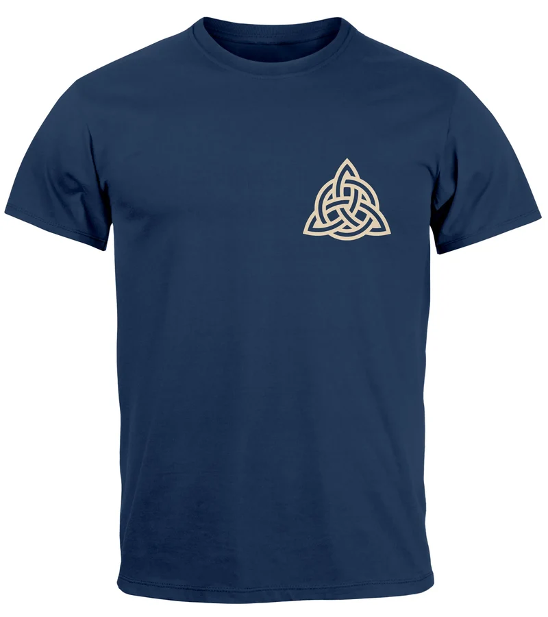 Herren T-Shirt Aufdruck Logo Wikinger nordische Mythologie Valknut Wotansknoten Valhalla