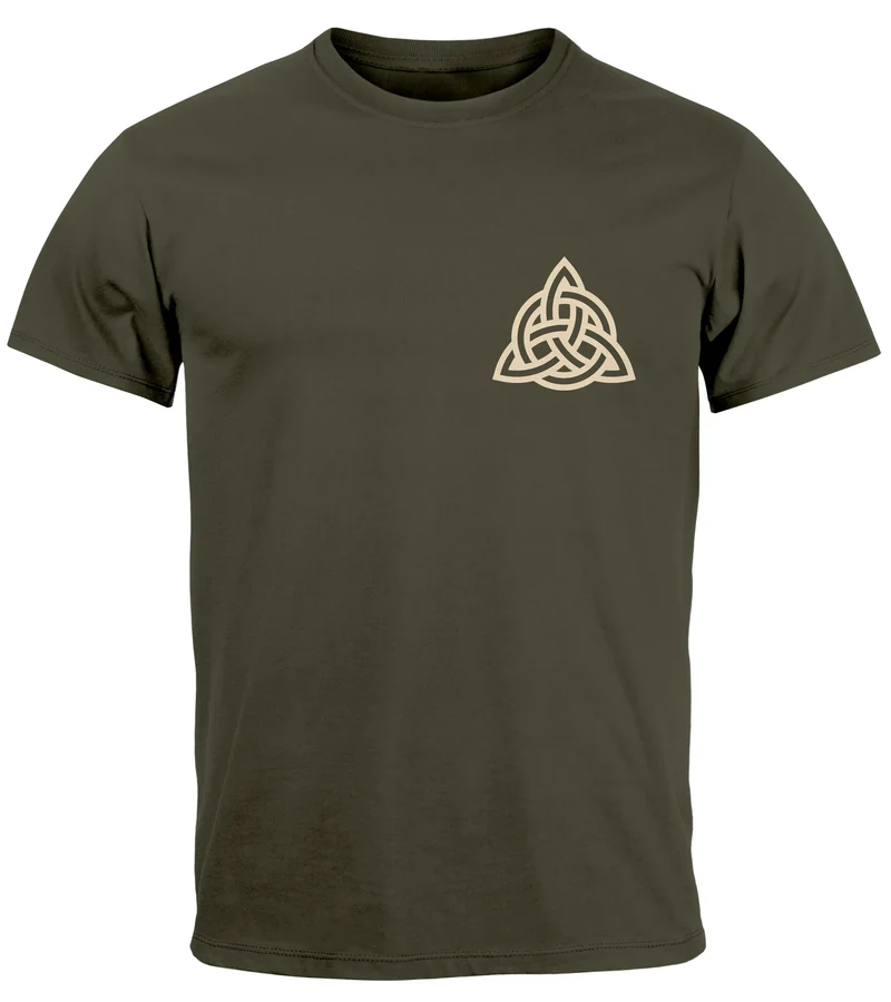 Herren T-Shirt Aufdruck Logo Wikinger nordische Mythologie Valknut Wotansknoten Valhalla