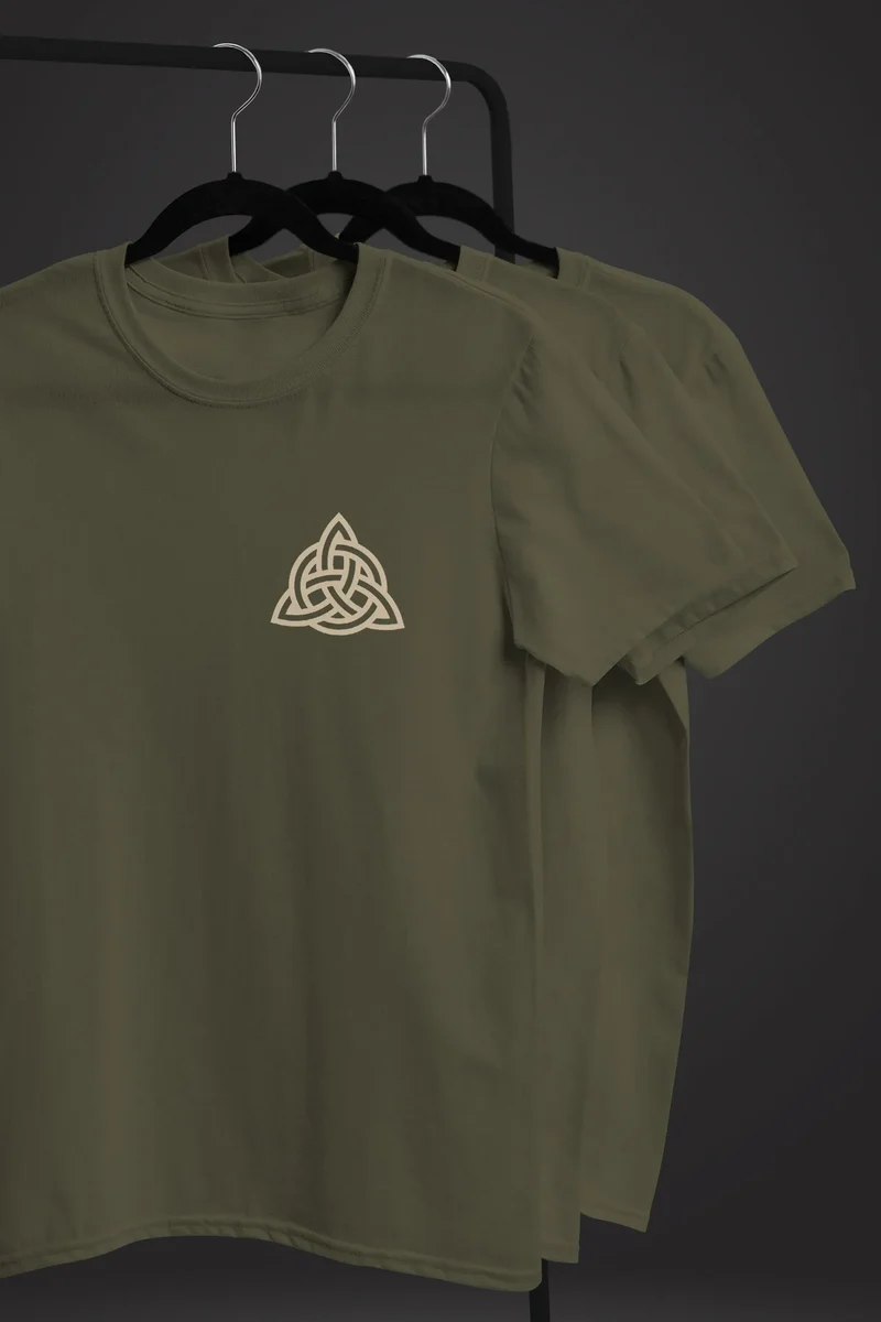 Herren T-Shirt Aufdruck Logo Wikinger nordische Mythologie Valknut Wotansknoten Valhalla