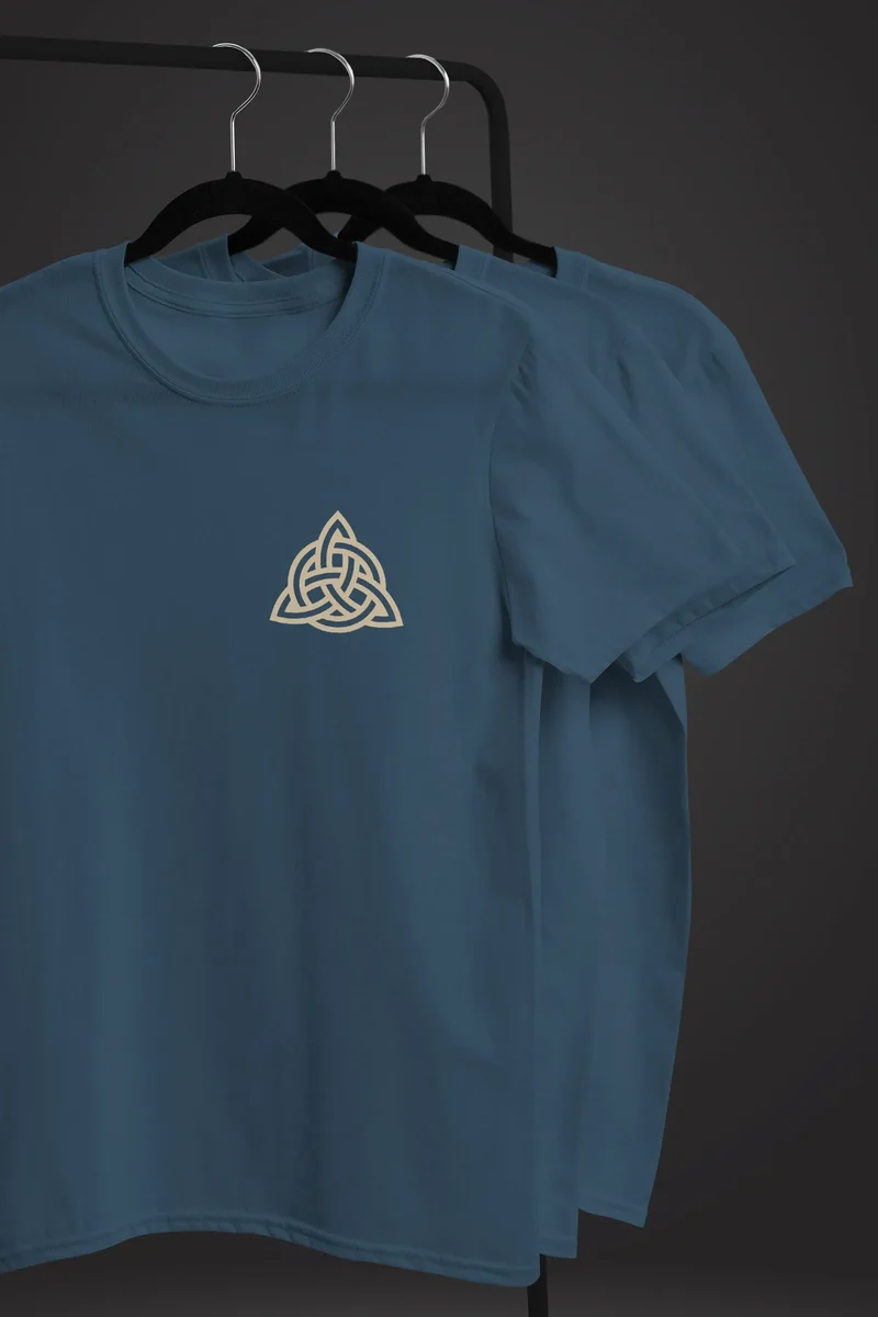 Herren T-Shirt Aufdruck Logo Wikinger nordische Mythologie Valknut Wotansknoten Valhalla