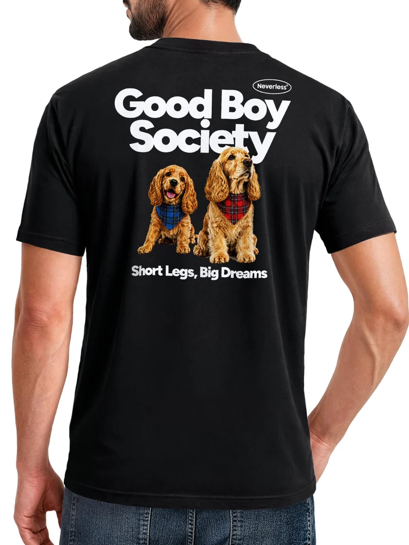 Herren T-Shirt Backprint - Design Good Boy Society - Baumwollshirt Männer Fashion Streetstyle Slim Fit