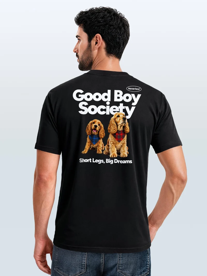 Herren T-Shirt Backprint - Design Good Boy Society - Baumwollshirt Männer Fashion Streetstyle Slim Fit