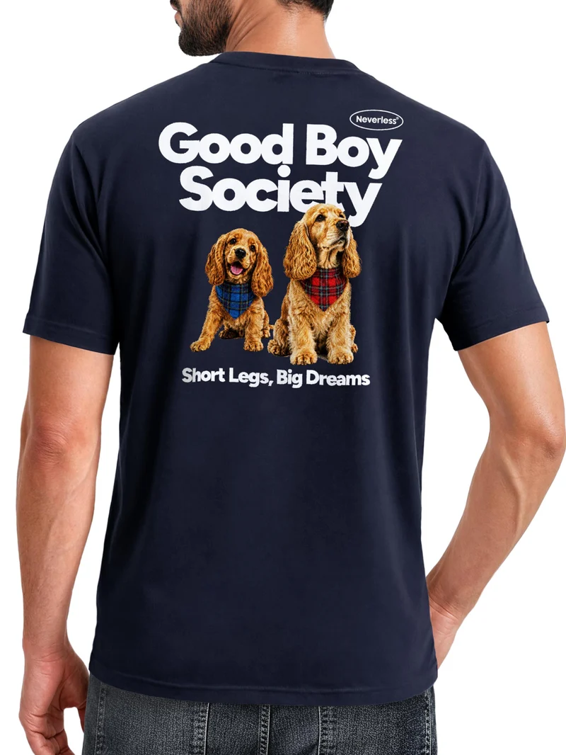 Herren T-Shirt Backprint - Design Good Boy Society - Baumwollshirt Männer Fashion Streetstyle Slim Fit