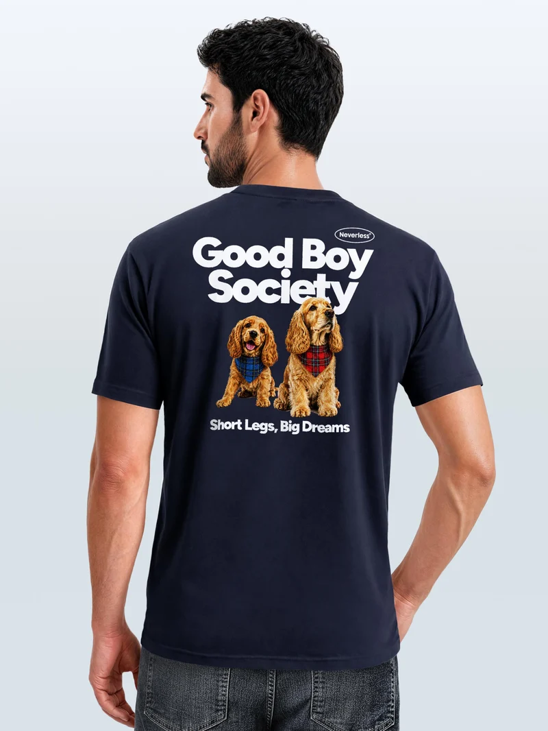 Herren T-Shirt Backprint - Design Good Boy Society - Baumwollshirt Männer Fashion Streetstyle Slim Fit