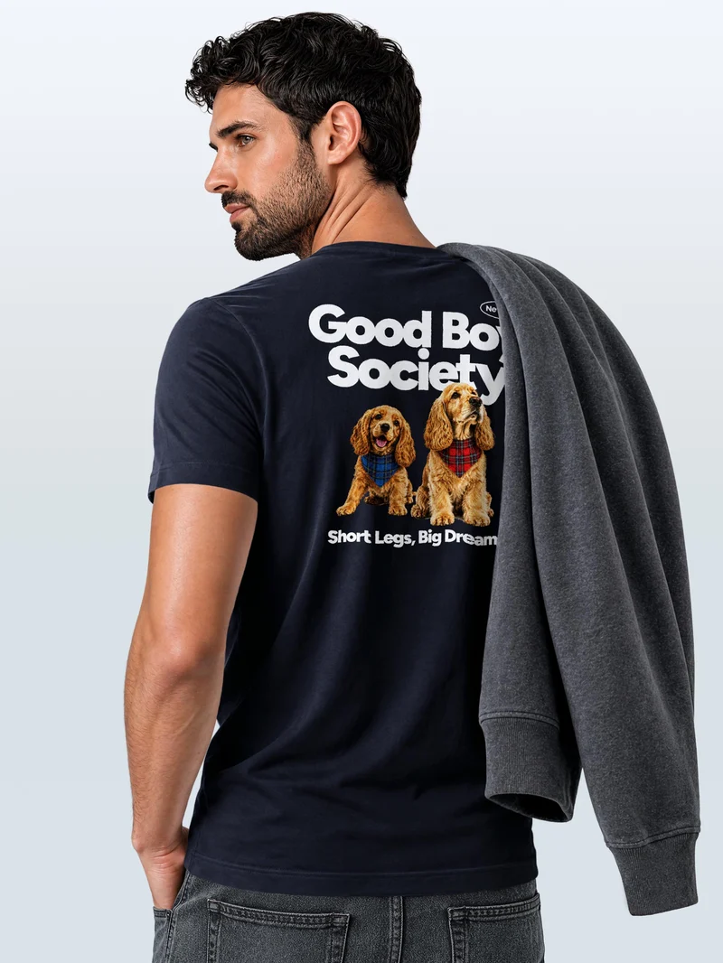 Herren T-Shirt Backprint - Design Good Boy Society - Baumwollshirt Männer Fashion Streetstyle Slim Fit