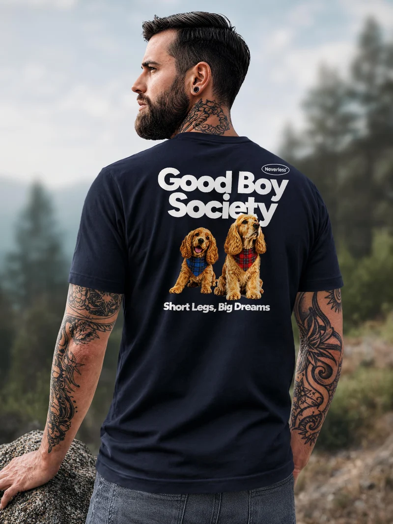 Herren T-Shirt Backprint - Design Good Boy Society - Baumwollshirt Männer Fashion Streetstyle Slim Fit