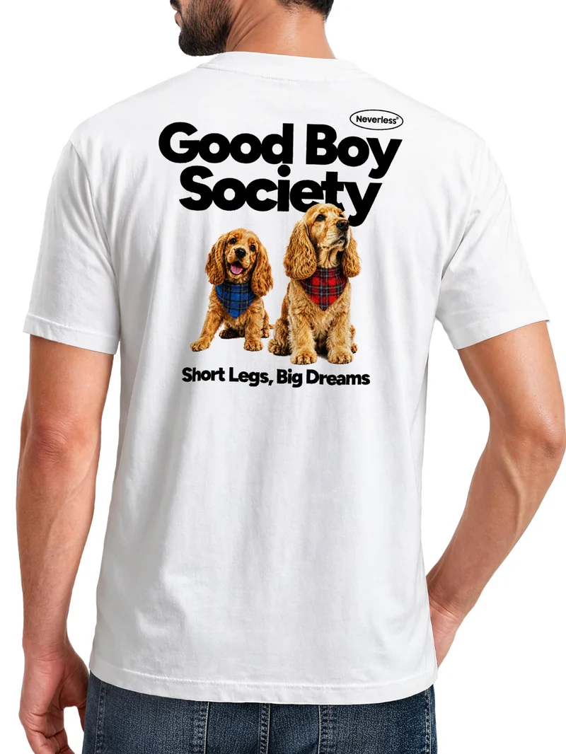 Herren T-Shirt Backprint - Design Good Boy Society - Baumwollshirt Männer Fashion Streetstyle Slim Fit