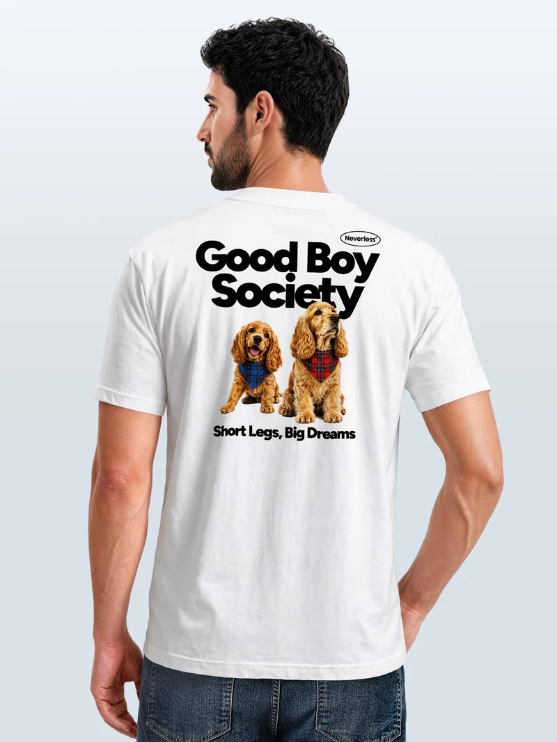Herren T-Shirt Backprint - Design Good Boy Society - Baumwollshirt Männer Fashion Streetstyle Slim Fit