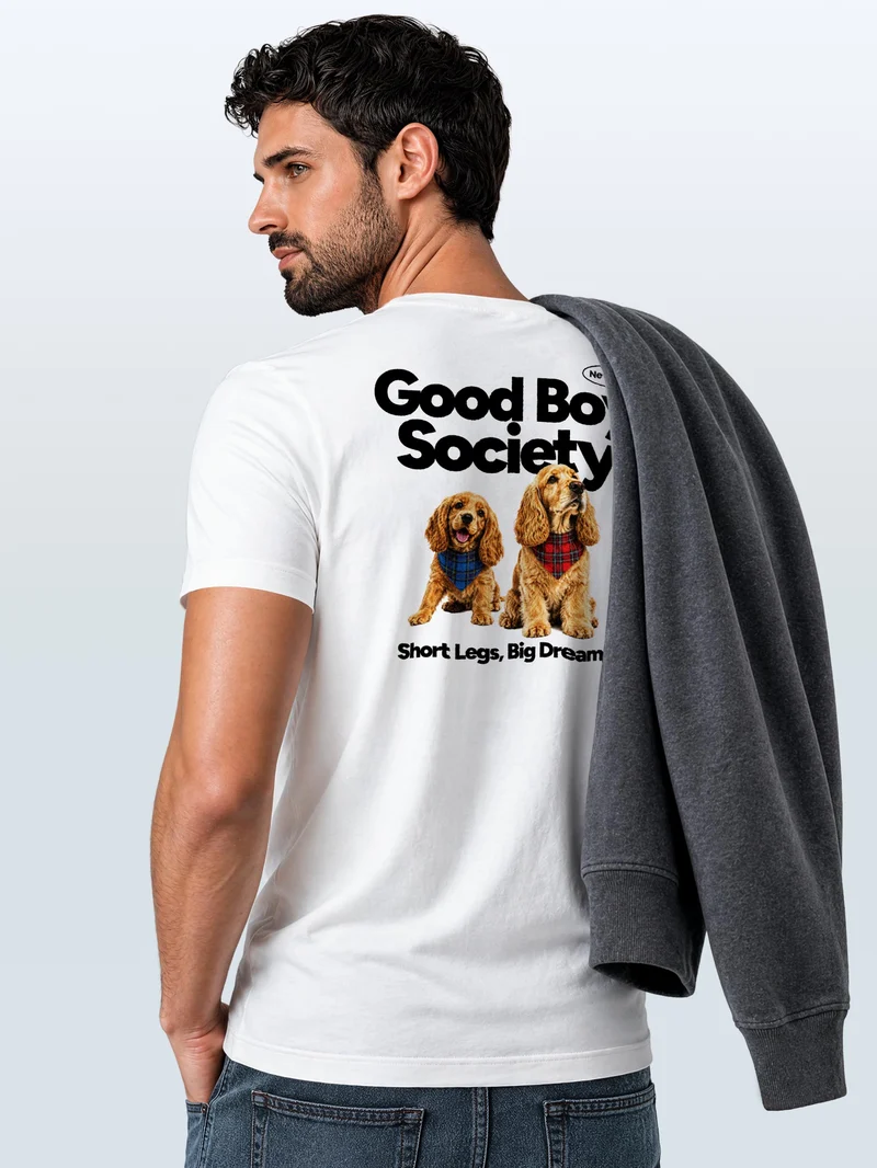 Herren T-Shirt Backprint - Design Good Boy Society - Baumwollshirt Männer Fashion Streetstyle Slim Fit