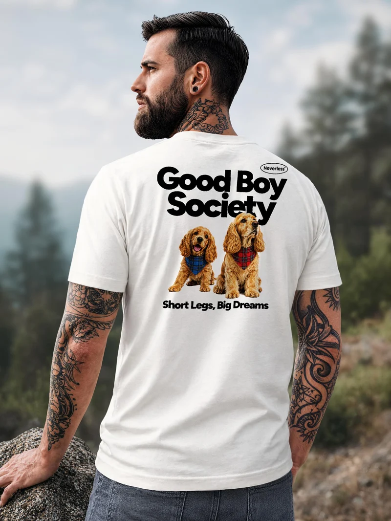 Herren T-Shirt Backprint - Design Good Boy Society - Baumwollshirt Männer Fashion Streetstyle Slim Fit