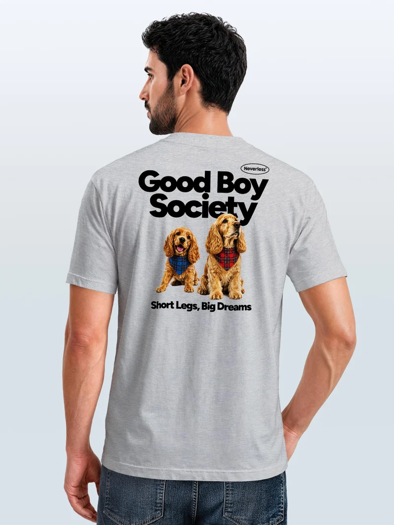 Herren T-Shirt Backprint - Design Good Boy Society - Baumwollshirt Männer Fashion Streetstyle Slim Fit