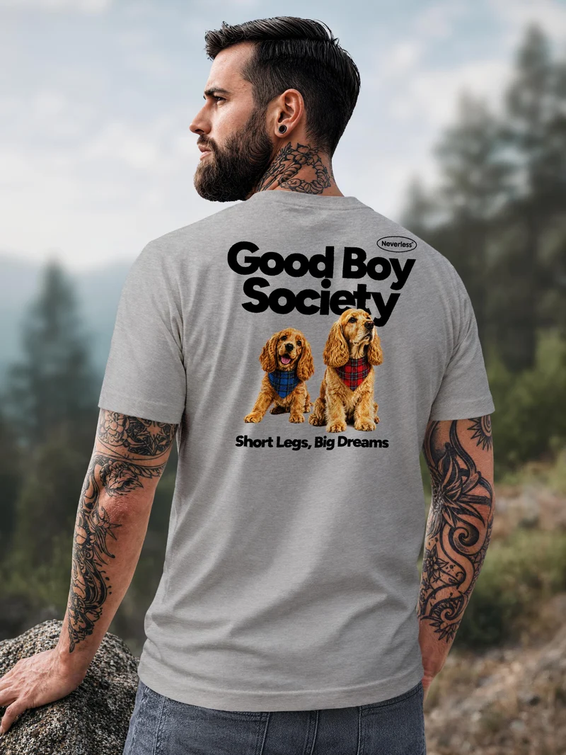 Herren T-Shirt Backprint - Design Good Boy Society - Baumwollshirt Männer Fashion Streetstyle Slim Fit