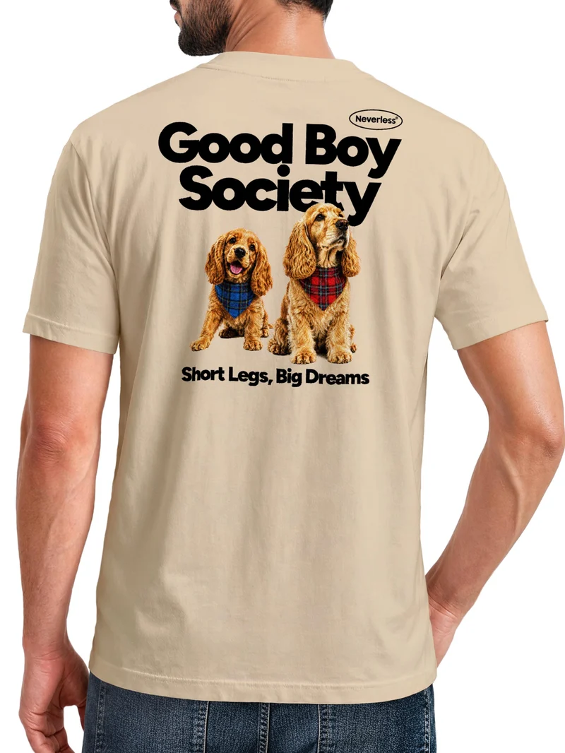 Herren T-Shirt Backprint - Design Good Boy Society - Baumwollshirt Männer Fashion Streetstyle Slim Fit