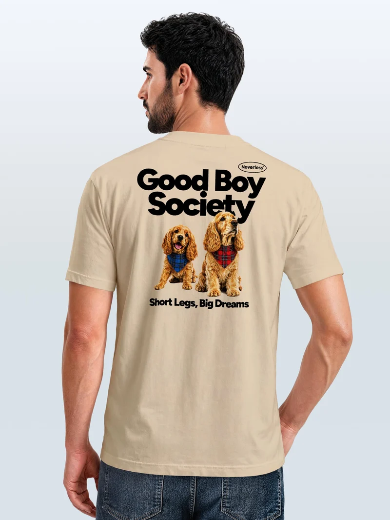 Herren T-Shirt Backprint - Design Good Boy Society - Baumwollshirt Männer Fashion Streetstyle Slim Fit