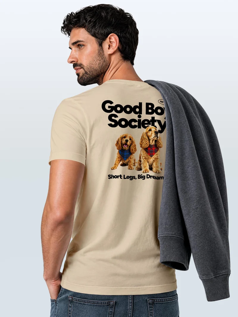 Herren T-Shirt Backprint - Design Good Boy Society - Baumwollshirt Männer Fashion Streetstyle Slim Fit