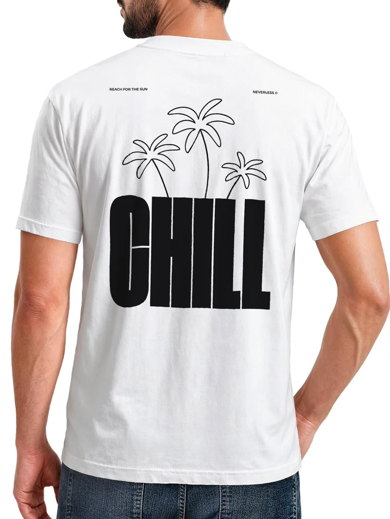 Herren T-Shirt Backprint - Palmen Design Chill - Baumwollshirt Männer Fashion Streetstyle Slim Fit