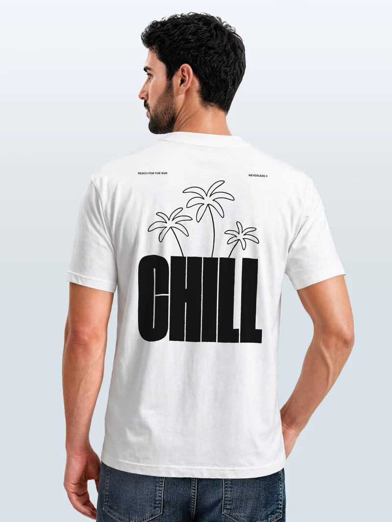 Herren T-Shirt Backprint - Palmen Design Chill - Baumwollshirt Männer Fashion Streetstyle Slim Fit