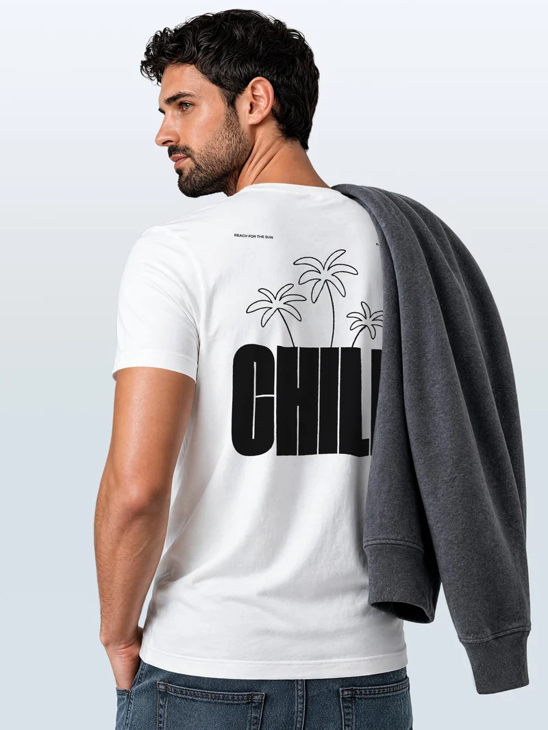 Herren T-Shirt Backprint - Palmen Design Chill - Baumwollshirt Männer Fashion Streetstyle Slim Fit