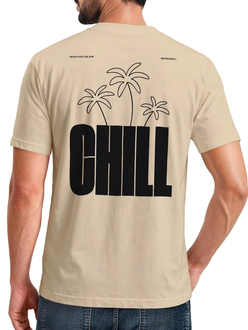 Herren T-Shirt Backprint - Palmen Design Chill - Baumwollshirt Männer Fashion Streetstyle Slim Fit
