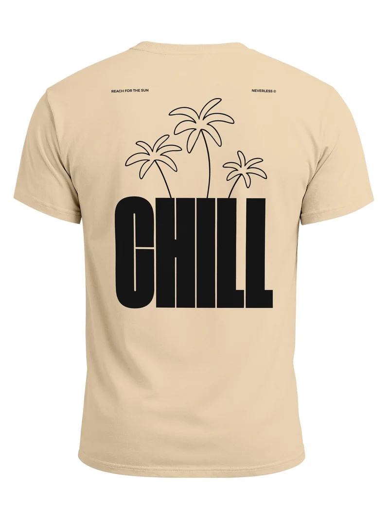 Herren T-Shirt Backprint - Palmen Design Chill - Baumwollshirt Männer Fashion Streetstyle Slim Fit